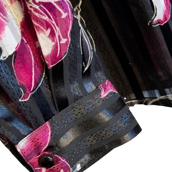 Vintage Womens Top Black Floral Sheer by Alfred Dunner - Size 14 - Picture 4 of 8